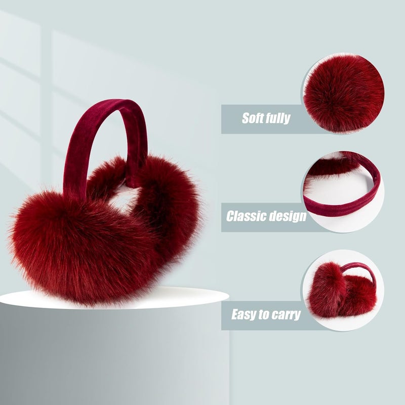 FSTEOE Women Winter Ear Muffs Foldable Girl Ear Warmer Fashion Furry Earmuff Soft Ear Cover Cold Weather - Image 2